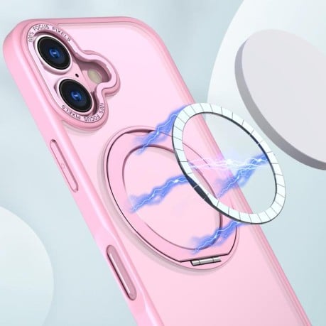 Чехол kalebol с MagSafe и подставкой 360 Metal Ring Holder на iPhone 17 - розовый