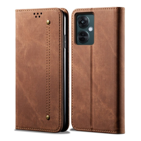 Чохол книжка Denim Texture Casual Style на Vivo Y36 5G/4G - коричневий