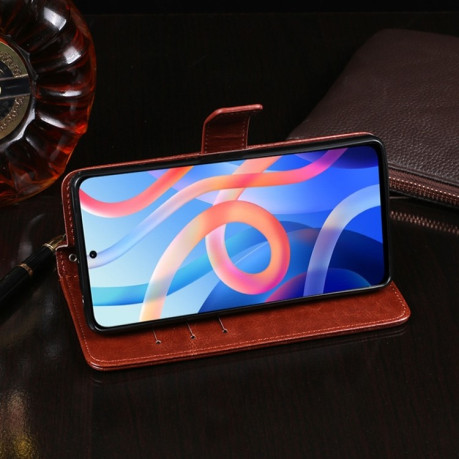 Чехол-книжка idewei Crazy Horse Texture для Xiaomi Redmi Note 11 Pro 5G (China)/11 Pro+- пурпурно-красный