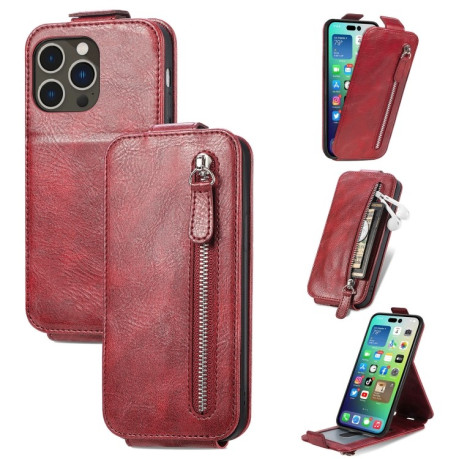 Флипп-чехол Zipper Wallet Vertical для iPhone 14 Pro  - красный