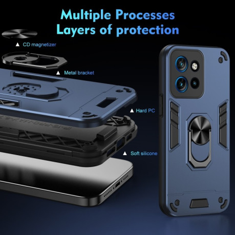 Ударозахисний чохол Shockproof Metal Ring Holder для Motorola Edge 50 Neo - синій