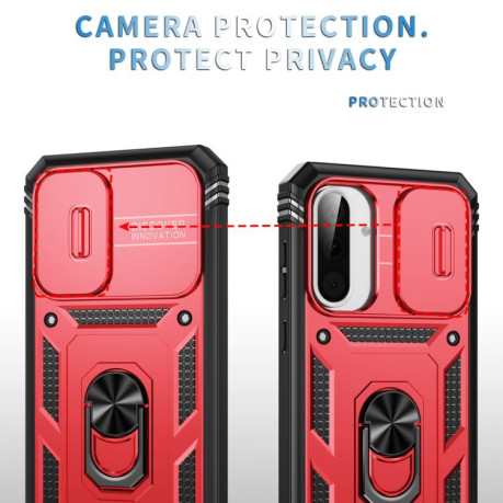 Противоударный чехол Sliding Camshield для Samsung Galaxy A56 5G - Red+Black