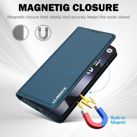 Чехол-книжка LCIMEEKE LC-001 Series для Xiaomi Redmi Note 14 4G 164.84mm - синій
