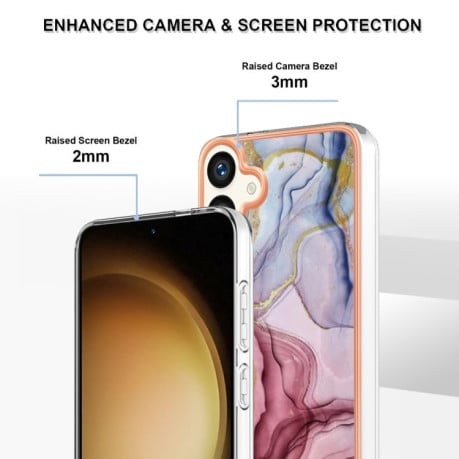 Противоударный чехол Electroplating IMD для Samsung Galaxy S24+ 5G - розово-красный