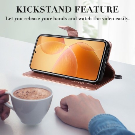 Чехол-книжка Embossed Butterfly для Xiaomi 14T Pro - розовое золото