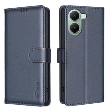 Чехол-книжка Litchi Texture RFID Anti-theft Leather для Xiaomi Poco X7 Pro - синий