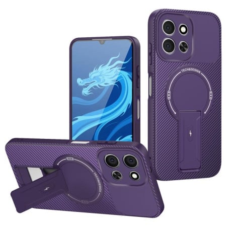 Противоударный чехол Carbon Fiber Texture (MagSafe) на Xiaomi Redmi 15C 5G / 4G EU 173mm - фиолетовый