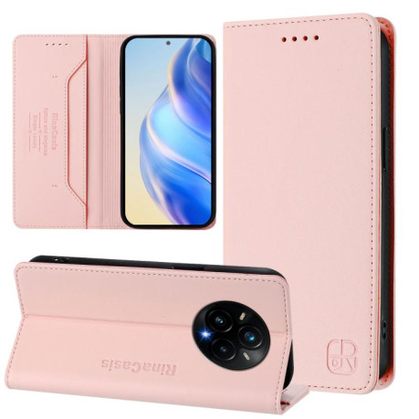 Чохол-книжка RC01 Dual-Folded Magnetic Suction RFID Leather на Realme 14 Pro+ 5G - рожевий