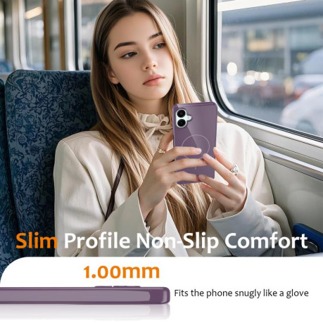Противоударный чехол Glossy TPU Shockproof MagSafe на Samsung Galaxy M06 5G - фиолетовый