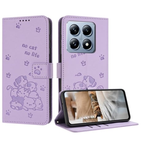 Чохол-книжка Diamond Embossed Skin Feel для Xiaomi 14T Pro 5G - фіолетовий
