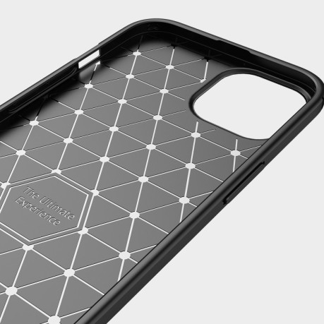 Чехол Brushed Texture Carbon Fiber на iPhone 13 - черный