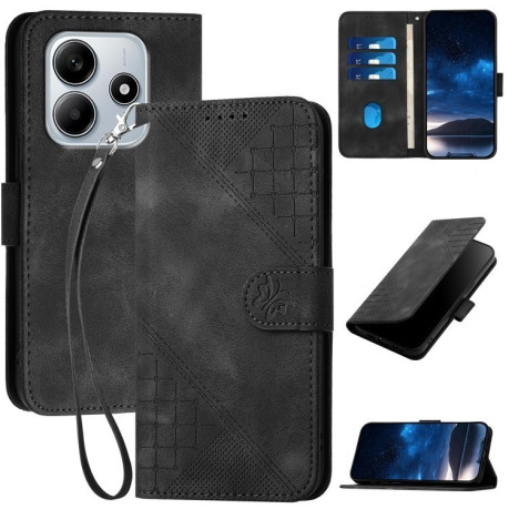 Чохол-книжка Grid Butterfly Embossed Pattern Flip Leather для Xiaomi Redmi Note 14 5G/Poco M7 Pro 5G - чорний