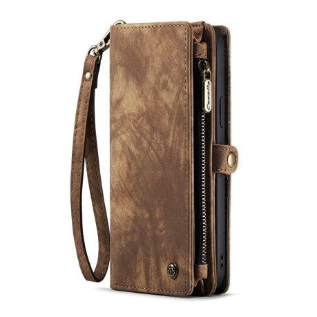 Чехол-кошелек CaseMe 008 Series Zipper Style на iPhone 15 Plus - коричневый