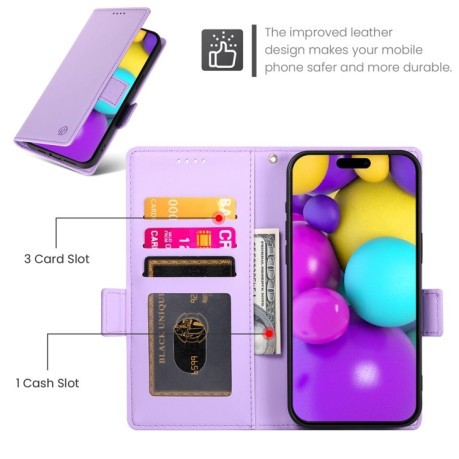 Чехол-книжка Side Buckle Magnetic Frosted Leather для iPhone 16 - фиолетовый