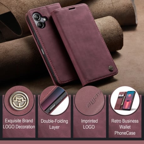 Чехол-книжка CaseMe-013 многофункциональный с кармашком на карт на Samsung Galaxy A07/A06 - красный