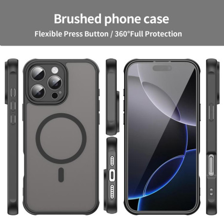 Чохол протиударний Fan Dun Series TPU Hybrid PC Frosted Magsafe для iPhone 16e - чорний