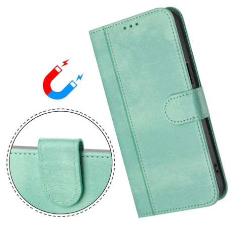 Противоударный чехол Racing Line Splicing Buckle Retro Leather для Realme GT 7 Pro - светло-зеленый