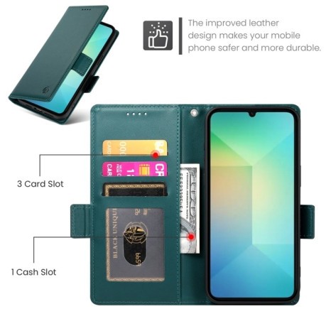 Чехол-книжка Side Buckle Magnetic Frosted Leather для Samsung Galaxy A06 4G - зеленый