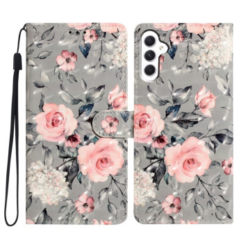 Чехол-книжка 3D Painting для Samsung Galaxy A56 5G - Gray Base Flower