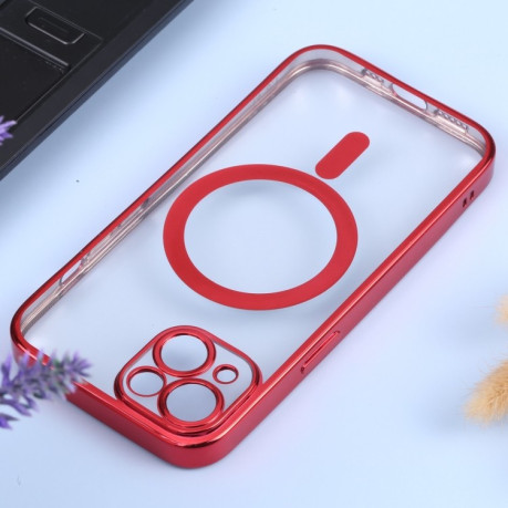 Протиударний чохол MagSafe Electroplating Straight для iPhone 14 - червоний