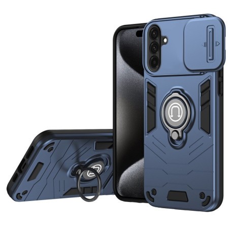 Противоударный чехол Sliding Camshield Ring Holder для Samsung Galaxy A36 - синий