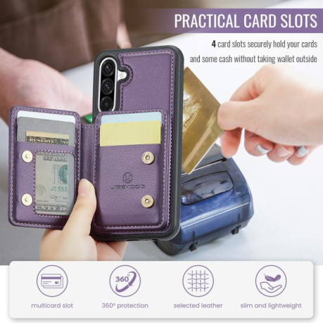 Чехол JEEHOOD J05 Business Magnetic Style RFID Leather для Samsung Galaxy A36 - фиолетовый