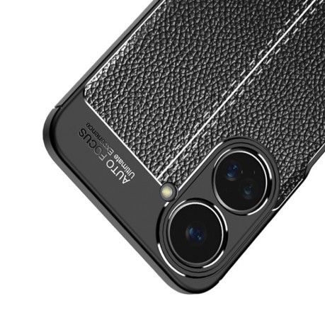 Протиударний чохол Litchi Texture на Realme 10 Pro -чорний