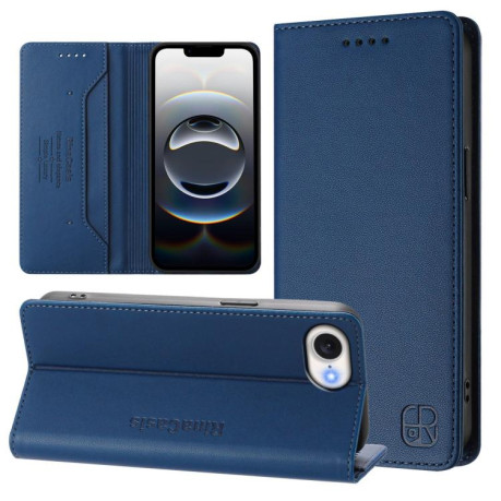 Чехол-книжка RC01 Dual-Folded Magnetic Suction RFID Leather на iPhone 16e - синий