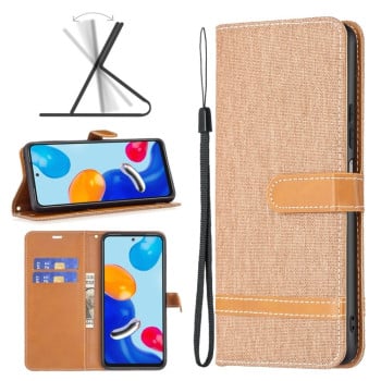 Чохол-книжка Color Matching Denim Texture для Xiaomi Redmi Note 12S 4G / Note 11 - коричневий