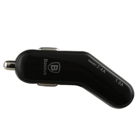 Автомобильная Зарядка Baseus Smart-thin Series Dual USB Black 5V 1 A, 5V 2.4 A для iPhone / iPad / Samsung