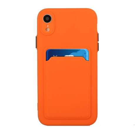 Противоударный чехол Card Slot Design для iPhone XR - оранжевый