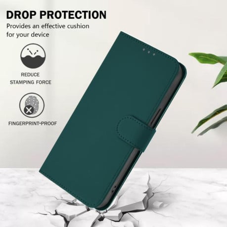 Чехол-книжка с мягким покрытием (Skin Feel) со шнурком на Xiaomi Poco M7 4G 169mm - зеленый
