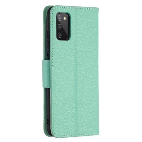 Чехол-книжка Litchi Texture Pure Color на Samsung Galaxy A03s - зеленый
