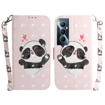 Чехол-книжка 3D Colored Horizontal Flip Leather для Realme C65 4G - Panda