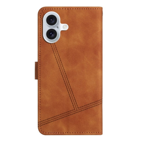 Чехол-книжка Stitching Skin Feel для iPhone 16 - коричневый