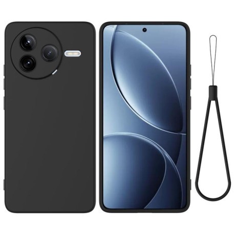 Силиконовый чехол Solid Color Liquid Silicone на Xiaomi Poco F7 Pro - черный