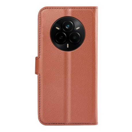 Чохол-книжка Litchi Texture Horizontal Flip Leather на Realme 14 Pro+ - коричневий