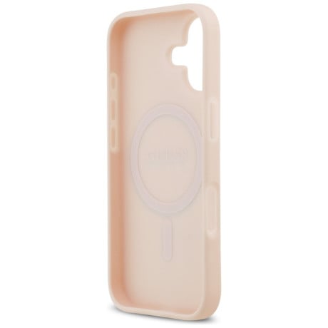 Оригинальный чехол Guess Grained Flowers Classic Logo с MagSafe на iPhone 17 - Pink