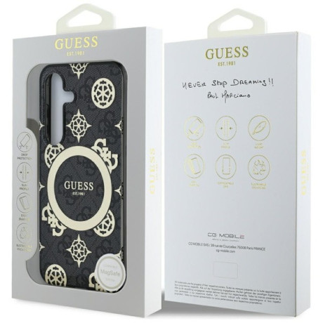 Оригінальний чохол Guess IML Peony On 4G Background MagSafe для Samsung Galaxy S25 - black