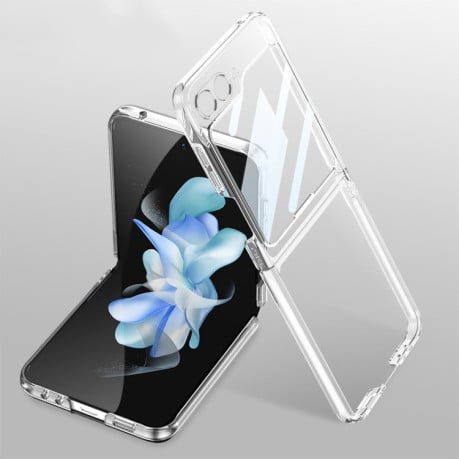 Противоударный чехол GKK Electroplating + Glass для Samsung Galaxy  Flip 6 - прозрачный