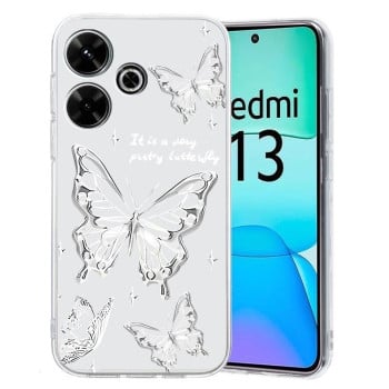 Чехол Colored Drawing Pattern Transparent TPU для Xiaomi Redmi 13 4G - Butterflies