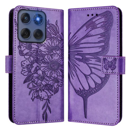 Чохол-книжка Embossed Butterfly на Motorola Edge 5G 2025 / 60 Fusion 5G - фіолетовий