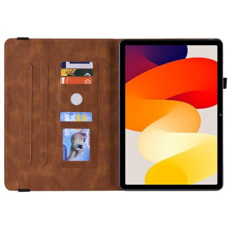 Чехол-книжка Butterfly Flower Embossed Leather на Xiaomi Redmi Pad 2 / Xiaomi Redmi Pad SE 11 2025 - коричневый