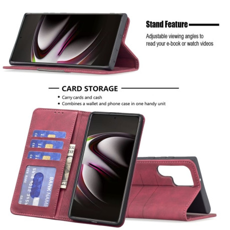 Чехол-книжка Magnetic Splicing для Samsung Galaxy S22 Ultra 5G - красный