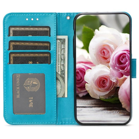 Чохол-книжка Rose Butterfly Embossed Leather для Realme 14 Pro+ - синій