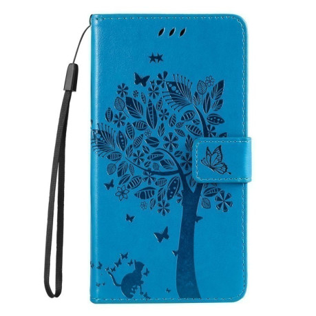 Чехол-книжка Happy Cat Pattern для iPhone 16e - синий