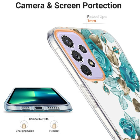 Противоударный чехол Ring IMD Flowers для Samsung Galaxy A73 5G - Blue Rose