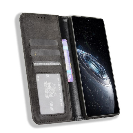 Чехол-книжка Magnetic Buckle Retro Crazy Horse Texture на Infinix GT 20 Pro 5G - черный