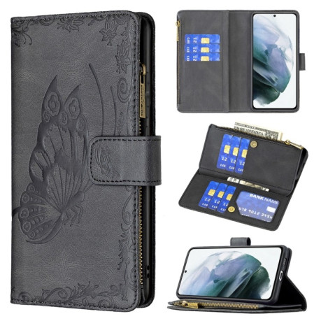 Чехол-книжка Flying Butterfly для Samsung Galaxy S21 FE - черный