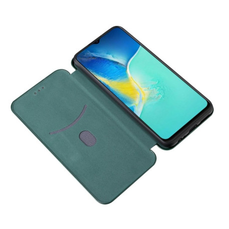 Чехол-книжка Carbon Fiber Texture на Vivo Y15s/Y15a - зеленый